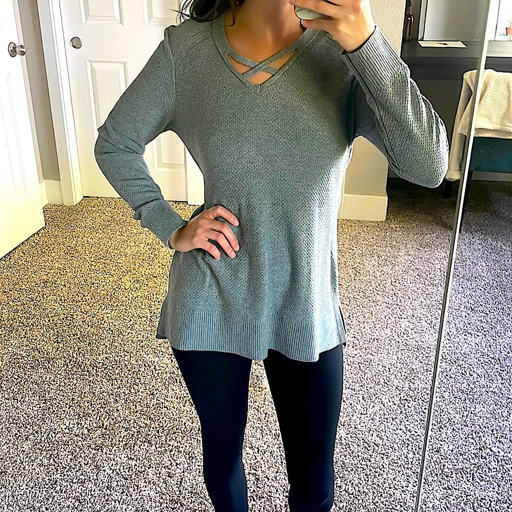 Christopher & Banks, gray sweater, size small, excellent condition.